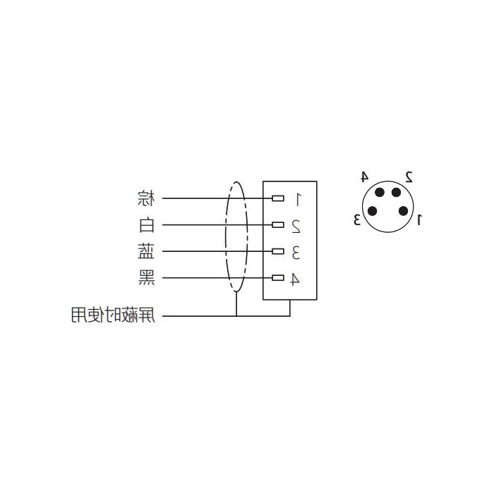 M8 4Pin，公头直型、单端预铸PUR柔性电缆、带屏蔽、黑色护套、63S105-XXX